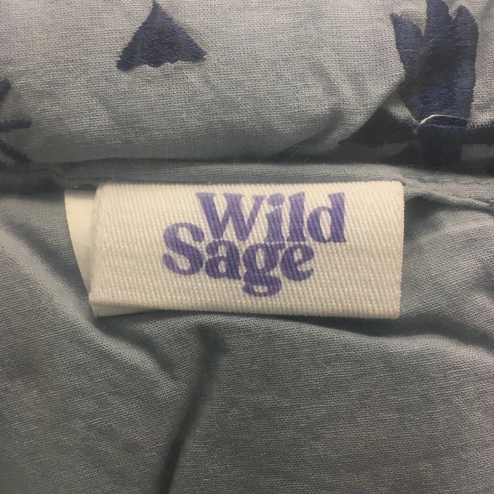 new KING Wild Sage Alana COMFORTER SET - Light Blue Embroidered Geo pattern